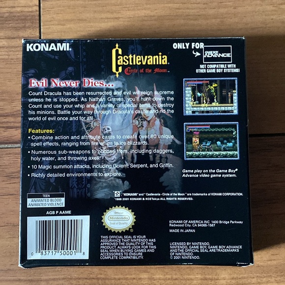 Castlevania Circle of the Moon for the Nintendo GameBoy Advance. - Picture 3 of 5